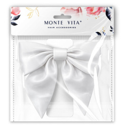 Бант для волос 17х7,5х15 см, на заколке, белый, MONTE VITA (МОНТЕ ВИТА), 458839