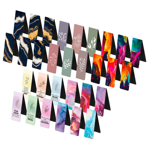 Закладки для книг МАГНИТНЫЕ, "АССОРТИ 5 ДИЗАЙНОВ ABSTRACTION", набор 6 штук, 60x20 мм, FUNSTER, 116653