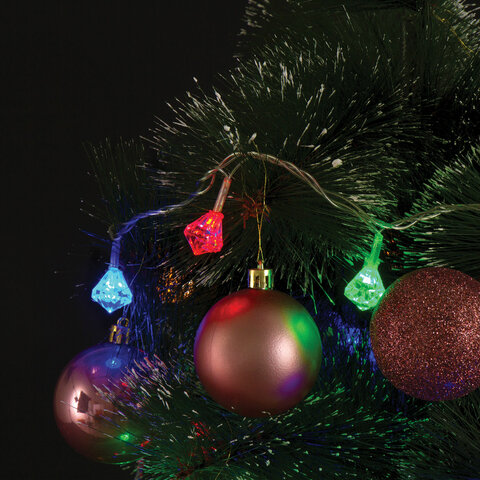 Электрогирлянда-нить комнатная "Бриллианты" 3 м, 30 LED, мультицветная, 220 V, ЗОЛОТАЯ СКАЗКА, 591269