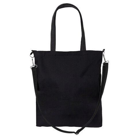 Сумка шоппер HEIKKI EQUIP (ХЕЙКИ), канвас, карман для бутылки, 38х35 см, черный, 272442