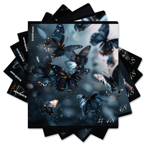 Тетрадь А5, 48 л., ERICH KRAUSE, скоба, клетка, матовая ламинация + УФ-лак, "Glass Butterflies" (микс в спайке), 63315