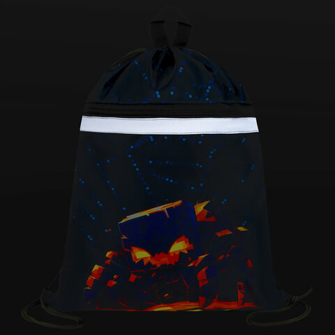 Мешок для обуви BRAUBERG, с петлей, светоотражающая полоса, 2 отделения, 46х36 см, "Fire spider", 273450