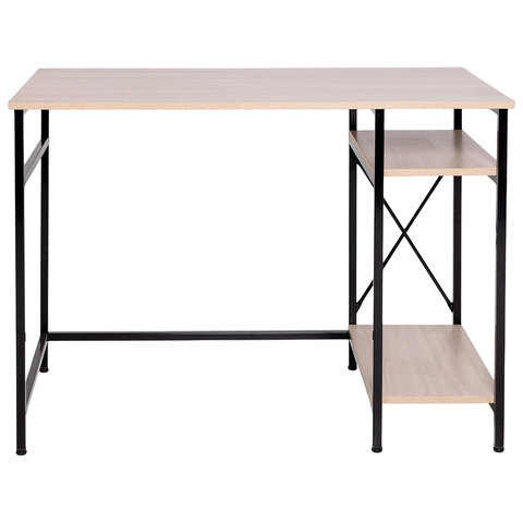 Стол BRABIX "SMART CD-018", 1100х600х765 мм, ЛОФТ, 2 полки, металл/ЛДСП ясень шимо светлый, каркас черный, 641945