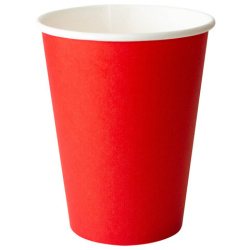 Стакан одноразовый бумажный 350/410 мл, D 90 мм, красный, КОМПЛЕКТ 1000 шт., холодное/горячее, WELDAY (ВЭЛДЭЙ), 702694