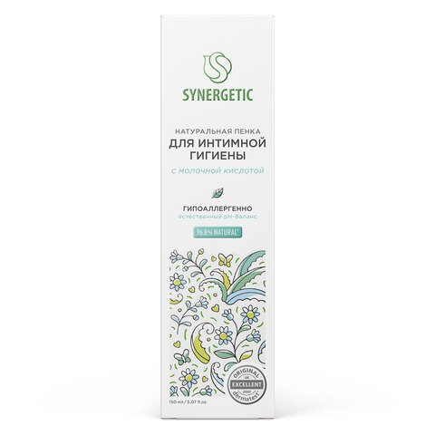 Пенка для интимной гигиены 150 мл SYNERGETIC с молочной кислотой, натуральная, 701804
