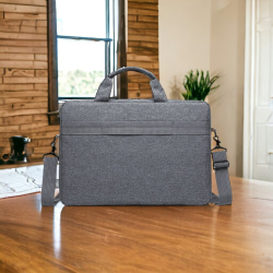 Сумка для ноутбука 15.6 Elegance, серая / Крепление для чемодана, застежка на липучке, утолщенная стенка в кармане