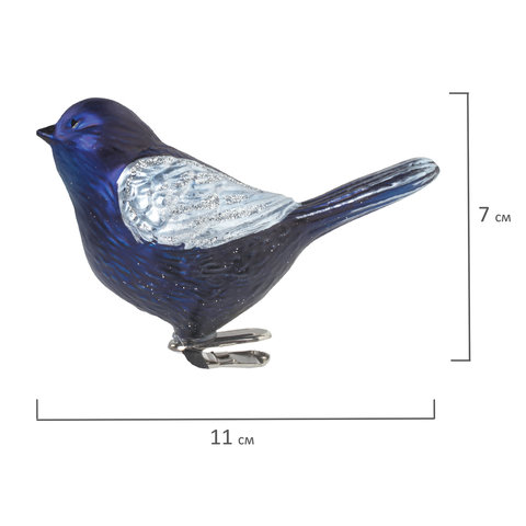 Украшение ёлочное "Птички" 2 шт., 11 см, пластик, цвет: синий/серебристый, ЗОЛОТАЯ СКАЗКА, 590894