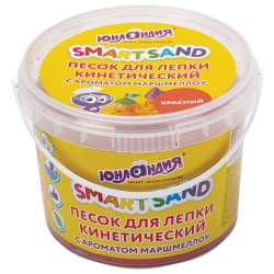 Песок для лепки кинетический ЮНЛАНДИЯ, красный, 500 г, 2 формочки, ведерко, 104992