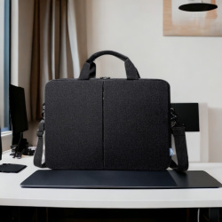Сумка для ноутбука 15.6 Elegance, черная / Крепление для чемодана, утолщенная стенка
