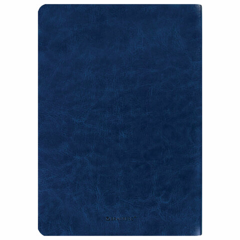 Тетрадь 60 л. в клетку обложка гладкий кожзам, сшивка, B5 (179х250мм), ТЕМНО-СИНИЙ, BRAUBERG VIVA, 403897