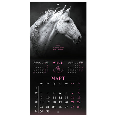 Календарь настенный перекидной 2026 г., BRAUBERG, 12 листов, 28,5х28,5 см, "Символ года", 116928