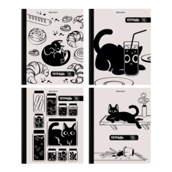 Тетрадь А5 96 л. BRAUBERG, на сшивке с корешком, клетка, обложка картон, "Кот-Непоседа", 405292