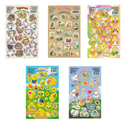 Наклейки пасхальные, "Весенние радости", дизайны ассорти, 0675, 0676, 0684, 0689, 0673