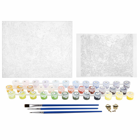 Картина по номерам 40х50 см, ОСТРОВ СОКРОВИЩ "Горный ручей", на подрамнике, акрил, кисти, 663284