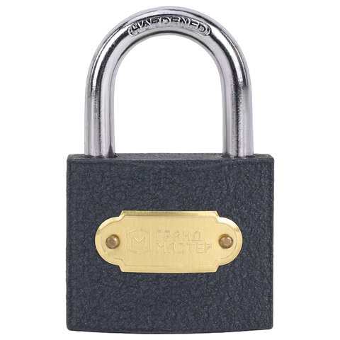 Замок навесной чугунный "Стандарт", ширина 50 мм, английский, 3 ключа, ГРАНДМАСТЕР, 671292