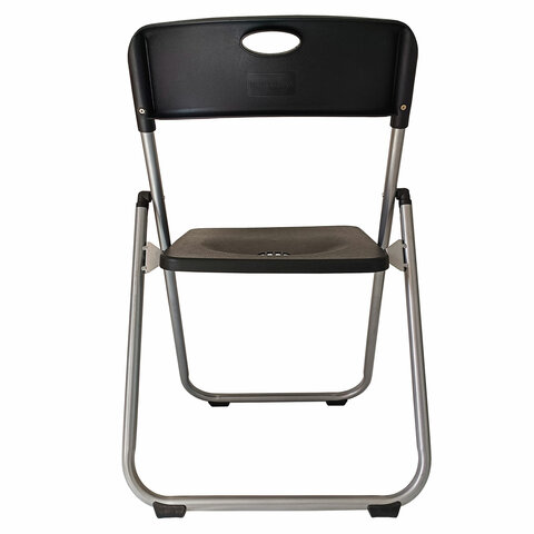 Стулья складные BRABIX "Golf Lite CF-017", КОМПЛЕКТ 4 шт., серебристый каркас, пластик, чёрный, 533034