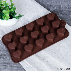 Форма для конфет мармелада и льда 15 ячеек силиконовая Сердце 4/ HL-377 /уп 300/ 21*10*1,9 см/ 0,045/