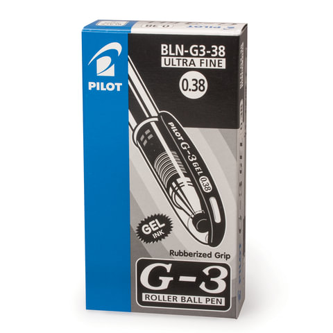 Ручка гелевая с грипом PILOT "G-3", ЧЕРНАЯ, корпус прозрачный, узел 0,38 мм, линия письма 0,2 мм, BLN-G3-38, BLN-G3-38 B