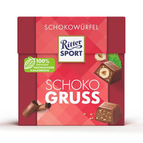 Шоколадные конфеты RITTER SPORT "SCHOKO GRUSS", набор 4 вкуса, 22 конфеты, 176 г