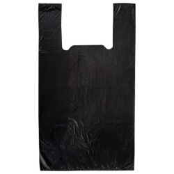 Пакет "майка" КОМПЛЕКТ 100 штук, 28+15х55, ПНД черный, 15 мкм, LAIMA, 700788