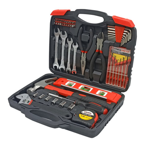 Набор инструментов универсальный, 51 предмет, пластиковый кейс, ГРАНДМАСТЕР, 671333