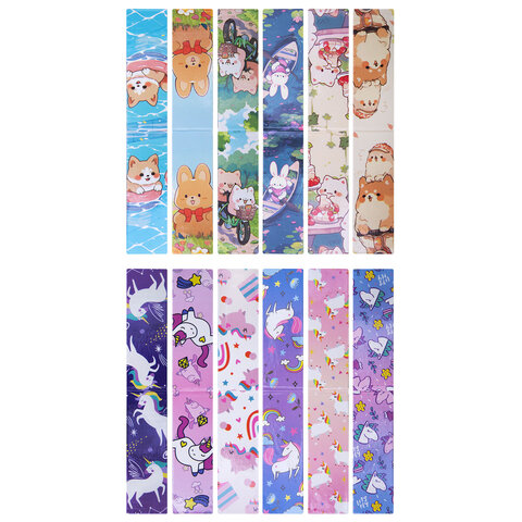 Закладки для книг МАГНИТНЫЕ, "GIRLS", набор 12 штук, 60x20 мм, FUNSTER, 116654