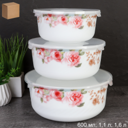 Форма для холодца с крышкой 3 предмета / GRAY-HDW3B (6801) /уп 12/ Розы на голубом/727998