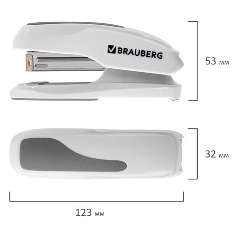 Степлер №24/6, 26/6 BRAUBERG "Extra", до 30 листов, серый, 229089