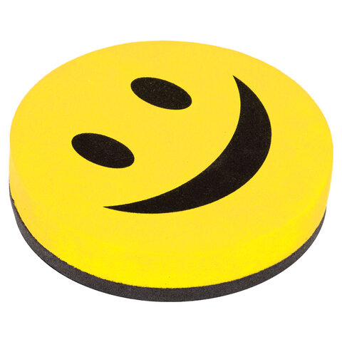 Стиратели магнитные для магнитно-маркерной доски, диаметр 90 мм, "Смайлик", КОМПЛЕКТ 3 ШТ., STAFF "Basic", ассорти, 237502