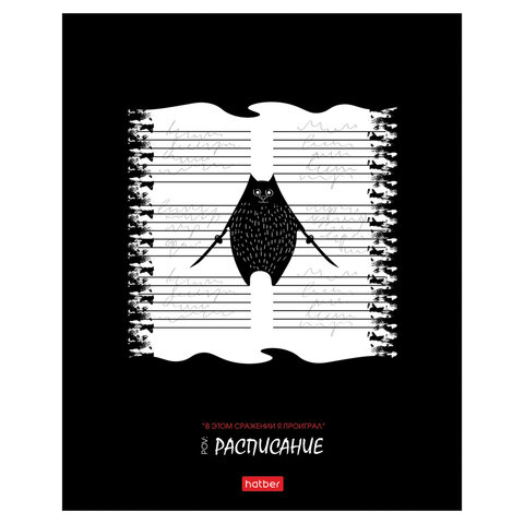 Тетрадь обложка пластик, А5 48л. скоба, клетка, HATBER, "Кот-самурай" (микс в спайке), 091461, 48Т5В1пл