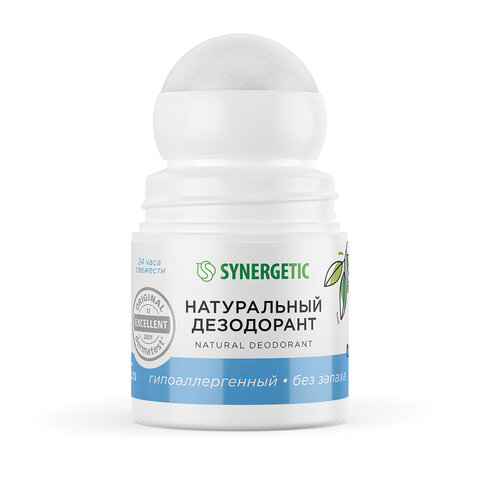 Дезодорант 50 мл SYNERGETIC "Без запаха", роликовый, натуральный, 300015