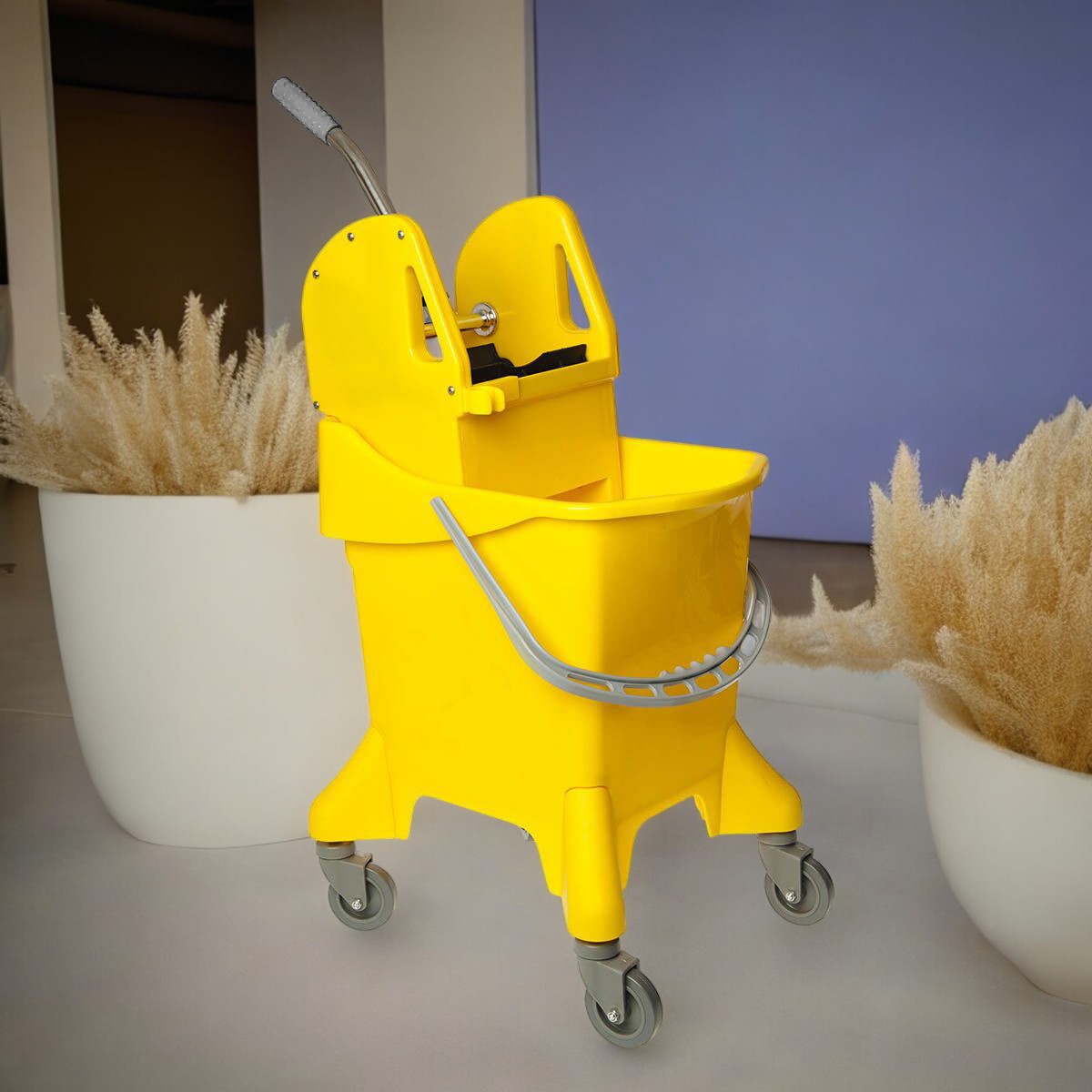 Тележка одноведерная с универсальным отжимом, желтая, 31 л