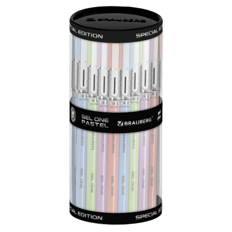 Ручка гелевая BRAUBERG "GEL ONE PASTEL", ЧЕРНАЯ, корпус ассорти, узел 0,5 мм, линия 0,35 мм, 144039