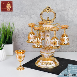 Рюмки на подставке 7 предметов Золото / G-933 /уп 48/