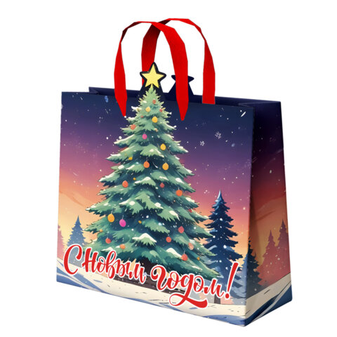Пакет подарочный (1 шт.) новогодний, 26х13х32 см "Без границ" ассорти, ламинация, ЗОЛОТАЯ СКАЗКА, 592439