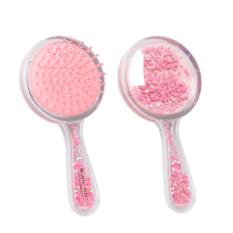 Расческа для волос массажная 20х8,5 см, с блестками прозрачный/розовый MONTE VITA (МОНТЕ ВИТА), 457424