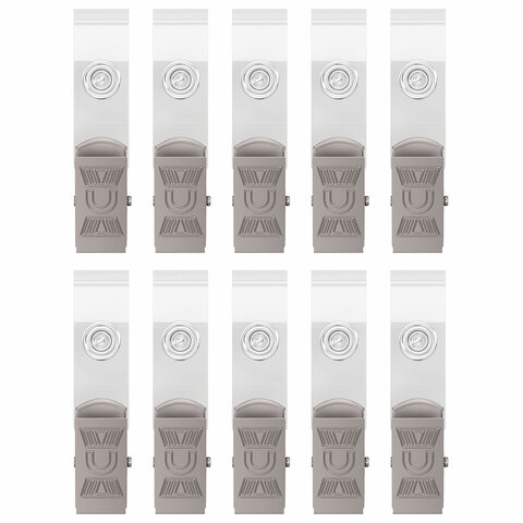 Клипсы для бейджей прозрачные, КОМПЛЕКТ 10 штук, BRAUBERG, 238786