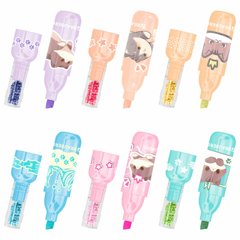 Набор текстовыделителей 6 ПАСТЕЛЬНЫХ ЦВЕТОВ, кросс-серия МИЛЫЕ КОТЫ, линия 1-5 мм, BRAUBERG, 152619