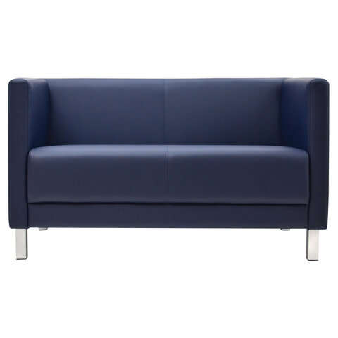 Диван мягкий двухместный "Атланта", "М-01", 1230х670х715 мм, c подлокотниками, экокожа, темно-синий