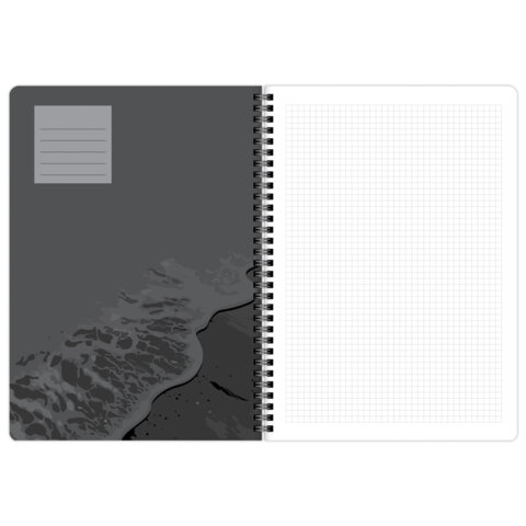 Тетради ДЭК А4 96 л. КОМПЛЕКТ 2 шт., BRAUBERG, гребень, клетка, 80 г/м2, SoftTouch, "Black Classic", 405584