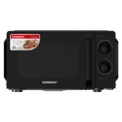 Микроволновая печь SONNEN MW2070BL-6MB, 20 л, 700 Вт, таймер, механическое управление, ручка, черная, 454983