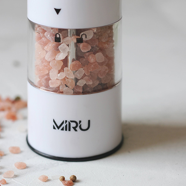 Электрическая мельница для специй WHITEPILLAR KA036, 75 мл, регулировка тонкости помола, LED подсветка, керамические жернова