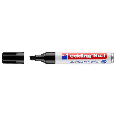 Маркер перманентный износостойкий EDDING No. 1, ЧЕРНЫЙ, скошенный, 1-5 мм, алюминиевый корпус, E-1/001, 152696