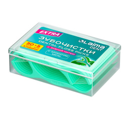 Зубочистки-флоссеры с зубной нитью "50 шт. + 5 в подарок!", в боксе, ВКУС МЯТЫ, LAIMA DENT, 609405