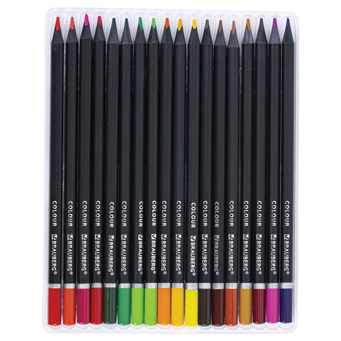 Карандаши цветные чёрное дерево BRAUBERG BLACK WOOD, 36 цветов, мягкий грифель 3 мм, 182042