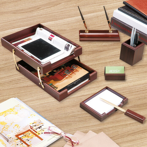 Набор подарочный настольный BESTAR "Apollon" из дерева, 6 предметов, цвет "красное дерево", 236353