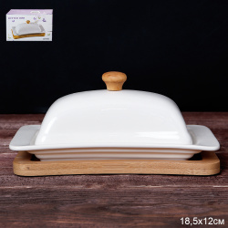 Масленка 18,5 см АКЦИЯ / JK-358 /уп 24/ на деревянной подставке