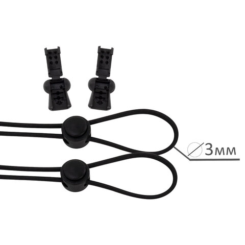 Шнурки круглые спортивные с фиксатором, 100 см, цвет ЧЕРНЫЙ, SHEGRA, 701721