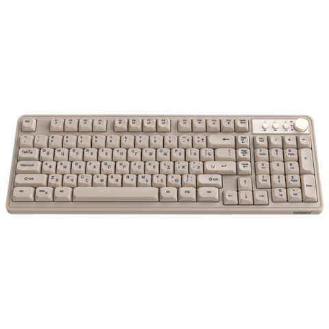 Клавиатура проводная USB, 102+98 клавиш, LED-подсветка, SONNEN K620, слоновая кость/серая, 513950