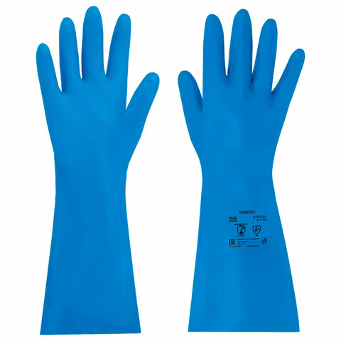 Перчатки нитриловые КЩС STRONG химически устойчивые, синие, размер 9-9,5, L (большой), RABBITEX (РАББИТЕКС), 700908